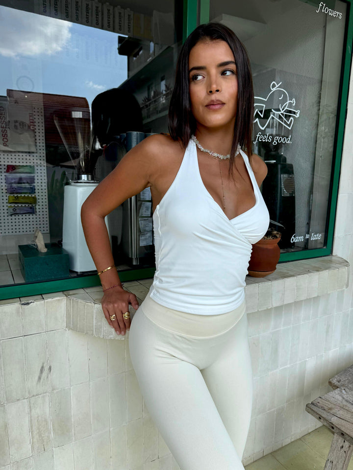 Cross Halter Tank Ivory